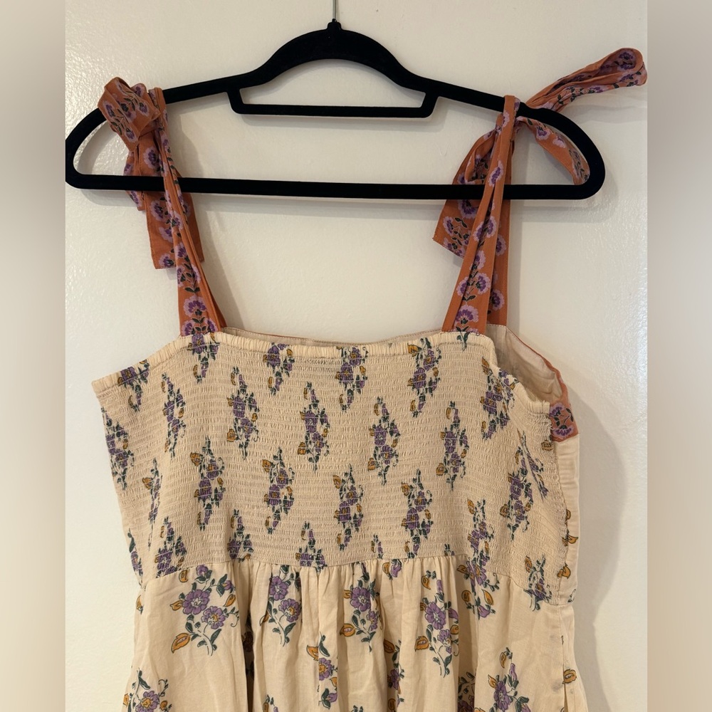 Aqua Floral Midi Swing Dress 100% Cotton - Picture 4 of 7